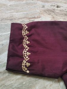 Pink Striped Saree with Embellishments
