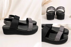 Stylish Black Platform Wedge Sandals for Women