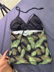 Tropical Leaf Print Bikini Top