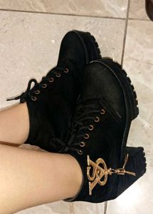 Black Platform Lace-Up Boots