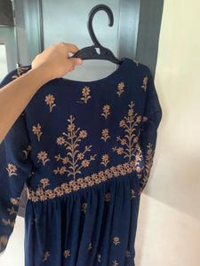 Elegant Navy Embroidered Gown