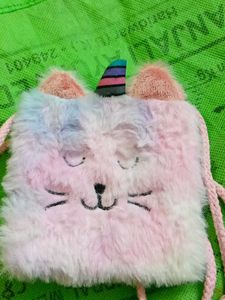 Fuzzy Cat &amp; Bear Pouches - Set of 2