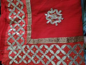 Red Saree with Gold Border