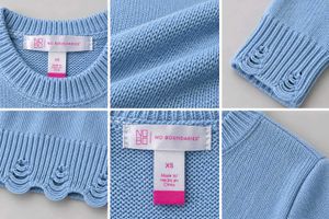 BABY BLUE YIN YANG DISTRESSED CROPPED SWEATER