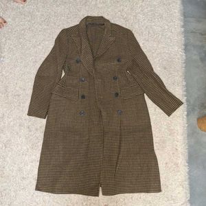 Classic Houndstooth Double-Breasted Coat