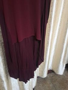 Maroon Long Sleeve Asymmetrical Dress