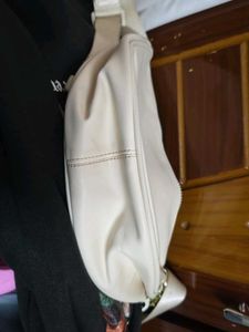 Stylish Cream Crescent Shoulder Bag