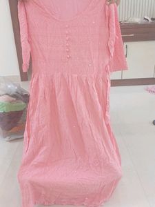 Pink Embroidered  all over embellished Kurta