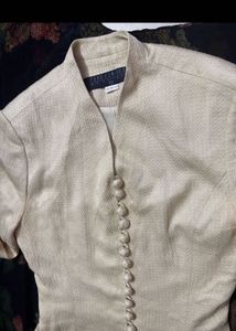 Elegant Cream Linen Blend Blazer