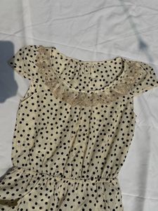 Polka Dot Dress with Lace Neckline