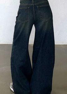 Vitange style Wide Leg Blue Denim Jeans