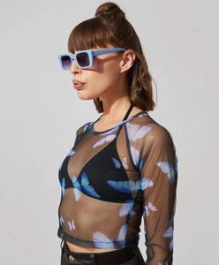 Butterfly Print Mesh Top