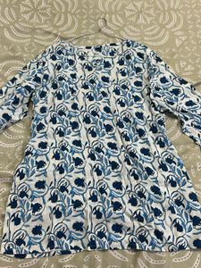 Blue Floral Print Kurta