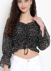 Black & White Print Crop Top