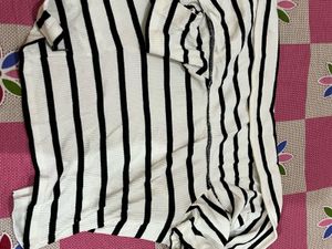 Striped Zipper Detail Top