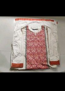 Elegant Cream &amp; Orange Printed Kurti