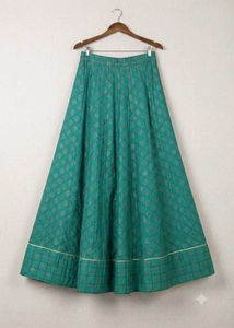 Elegant Teal Brocade Skirt