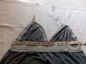 Cute Grey Nightgown with Lace Trim