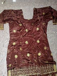 Brown silk touser kurti  set