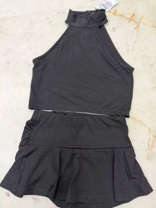 Shein Black Halter Neck Crop Top &amp; Skirt Set