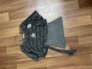 Y2K Grey Wrap style Top with a knot front and cape