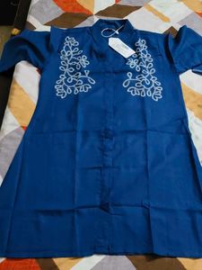 Elegant Navy Blue Embroidered Kurta Set