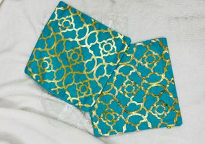 Stylish Teal &amp; Gold Pillow Cover 20x20cms