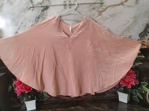Elegant Pink V-Neck Top with Tie Sleeves