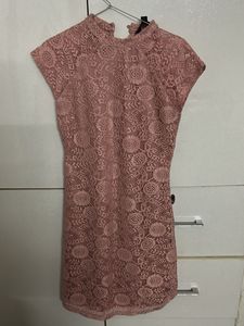 Elegant Pink Lace Dress