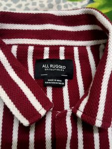Meroon With White Striped Shirt For Men