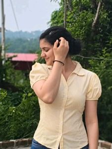 Yellow Striped Puff Sleeve Shirt