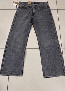 Grey Wash Wide Leg Jeans