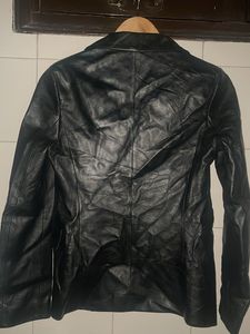 Black Faux Leather Blazer