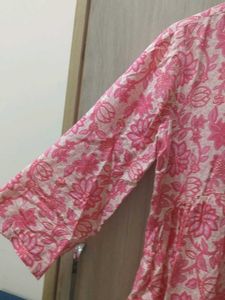 Pink Floral Cotton Kurta