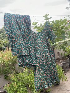 Green Floral Kurta Set