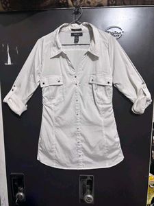 Women's Light Beige Button-Up Shirt