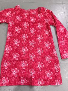 Vibrant Pink Floral Short Kurta