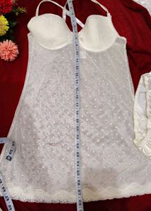 White Mesh Lace Nightgown with brief 👍