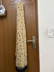 Elegant Polka Dot scarf  with Lace Trim