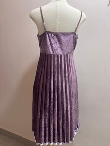 Aubergine Velvet Pleated Dress