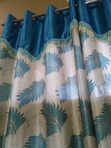 Beautiful Teal &amp; Leaf Pattern Curtains