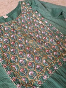 Embroidered Green Kurta