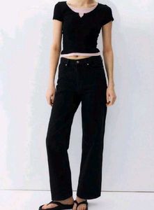 Black High-Waisted Wide Leg Jeans