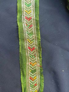 Embroidered Green Border Trim