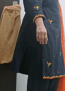 Black embroidery  Kurta Set with flat Salwar and