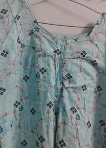 Light Blue Printed Kurta cotton 3xl