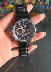 Titan Black Metal Watch