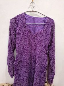 Purple Bandhani Print Kurta