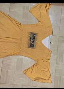 🚨SALE🚨Yellow Striped V-Neck Dress with "BEAUTY"
