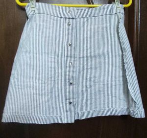 Striped Button-Up Mini Skirt